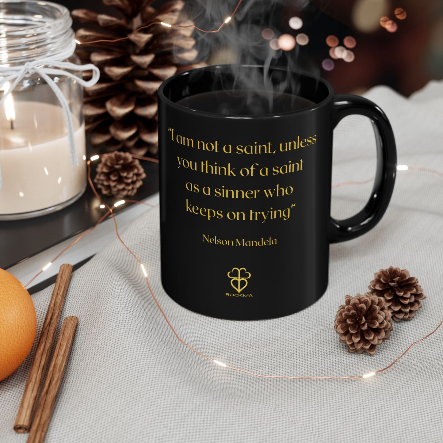 RockMa Nelson Mandela Inspirational Mug (11oz) Black
