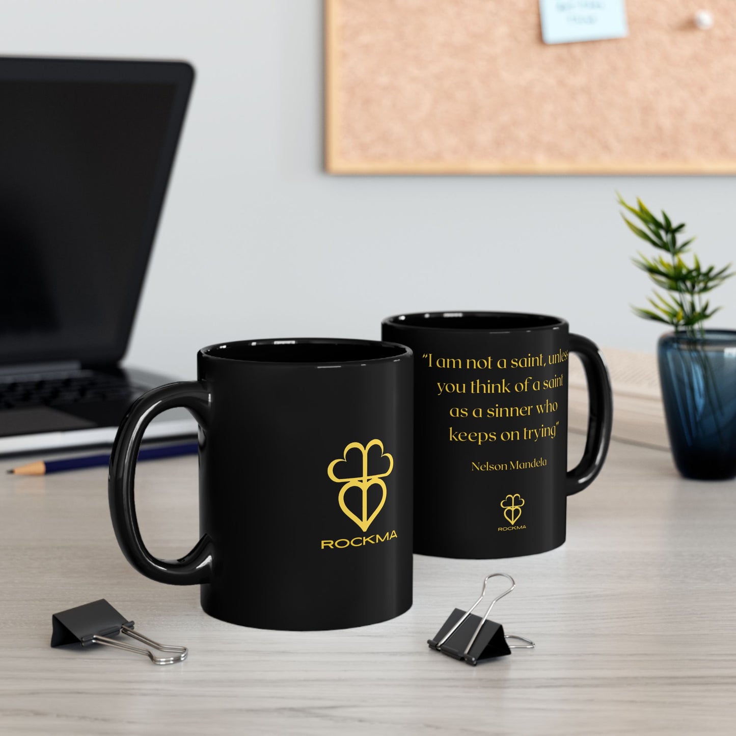 RockMa Nelson Mandela Inspirational Mug (11oz) Black