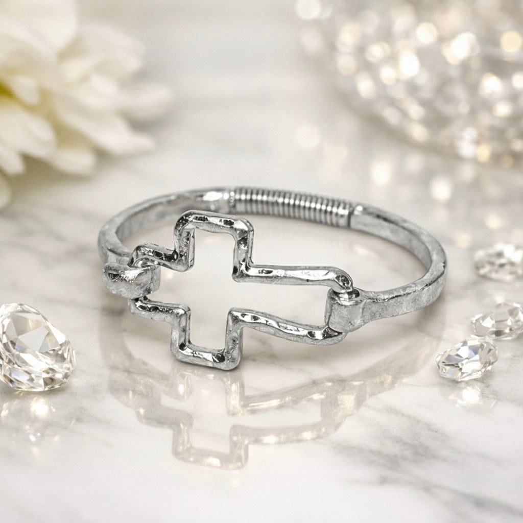 You Are Loved ~ Cross Bracelet ~ Silver