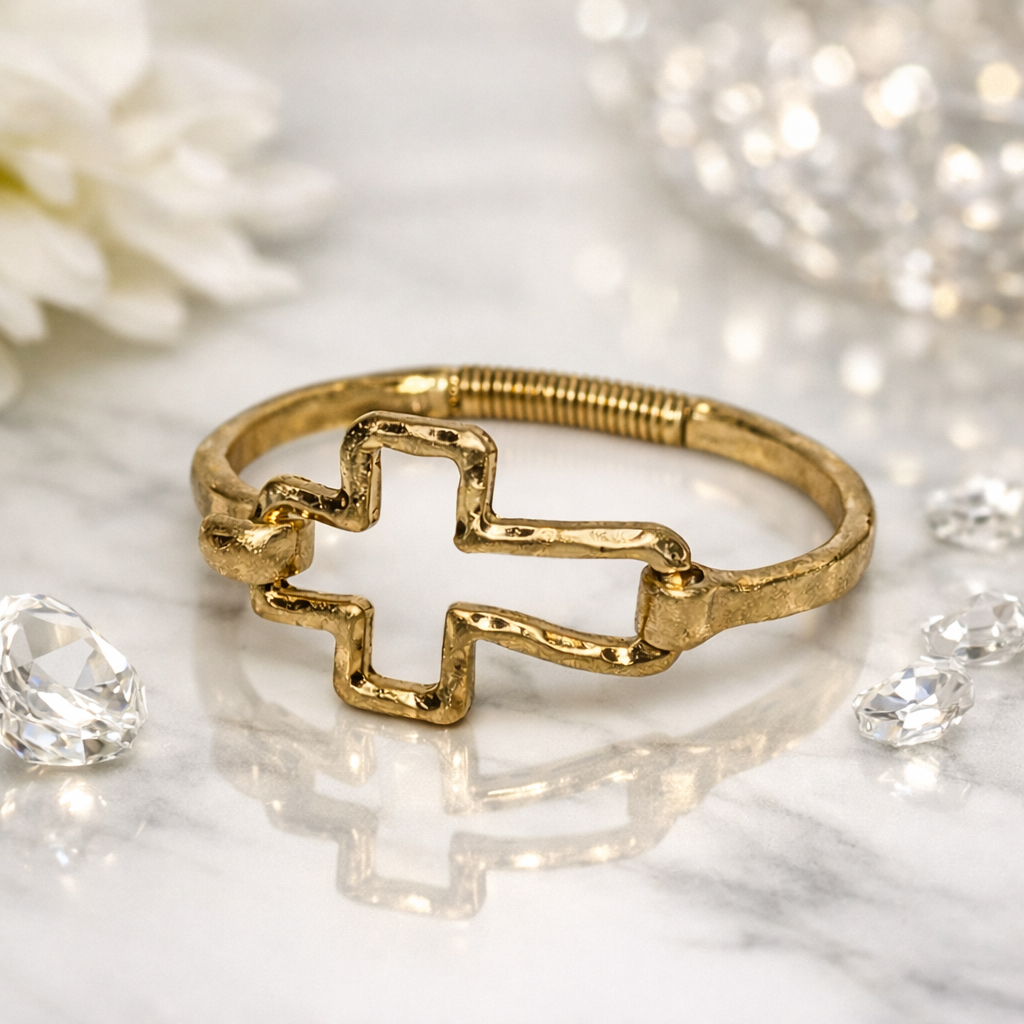 You Are Loved ~ Cross Bracelet ~ Gold